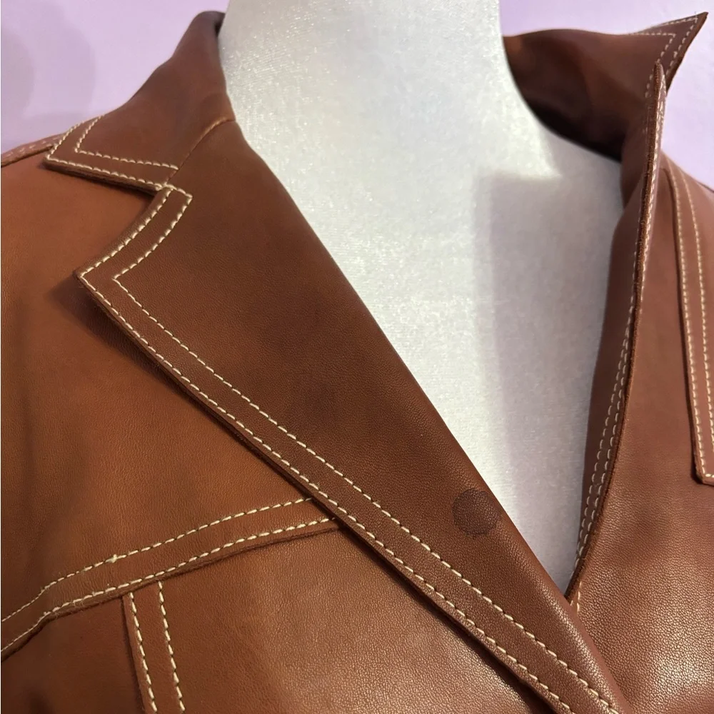 Charter Club Brown Leather Jacket - Picture 2 of 8